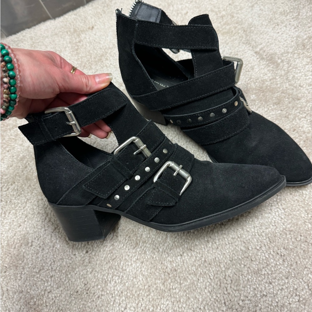 Steven by Steve Madden black suede cut out bootie